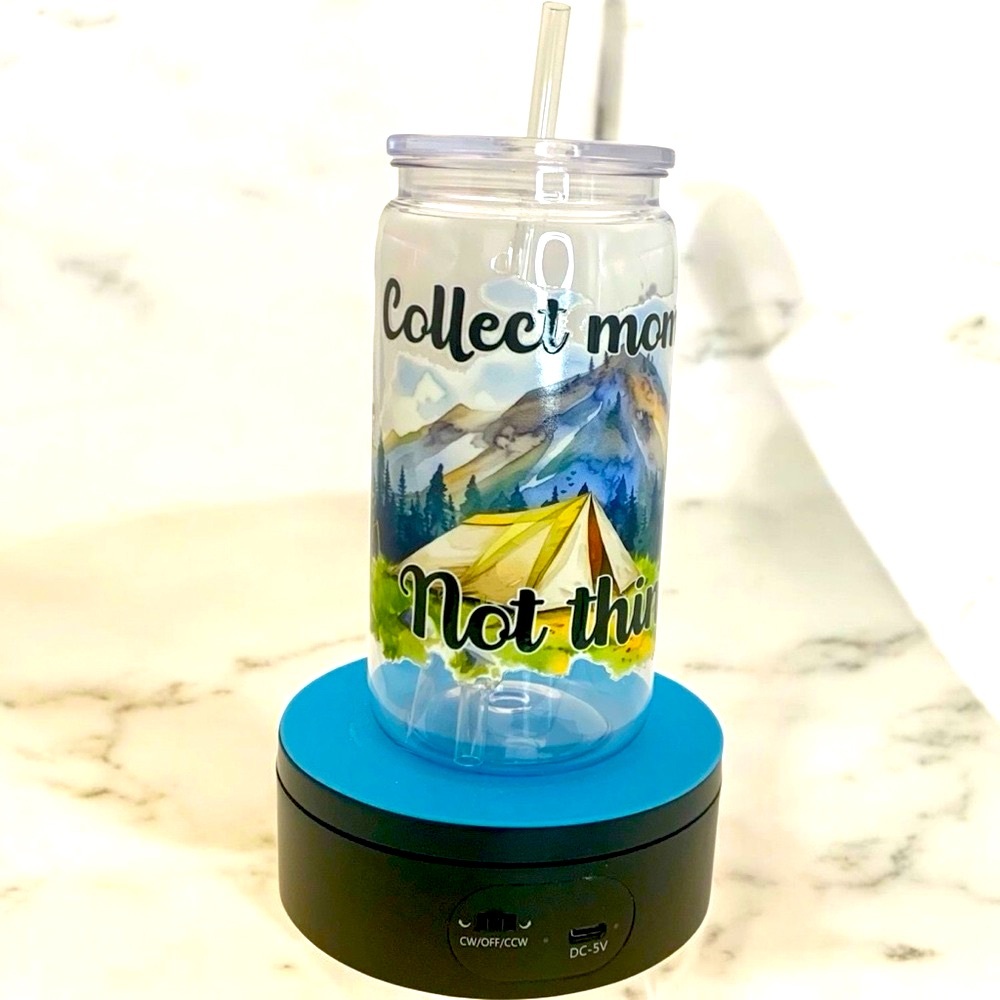 Camping-Themed ‘Collect Moments, Not Things’ Acrylic Tumbler with Straw